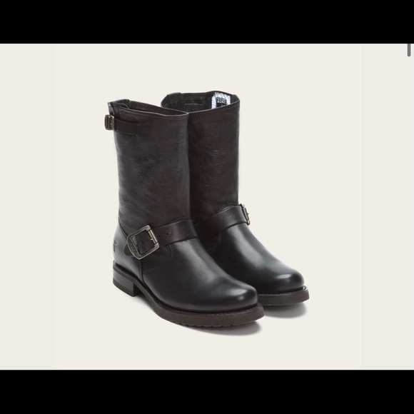 COPY - Veronica Shortie Frye Black Leather Boots - Picture 1 of 9